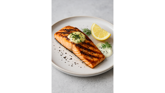 Gegrilltes Lachsfilet mit Zitronenbutter & Schwarzem Lava-Meersalz – edel, frisch & aromatisch